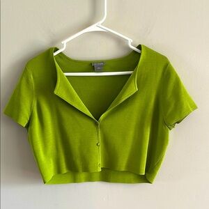 Ann Taylor • green button down crop top/cardigan